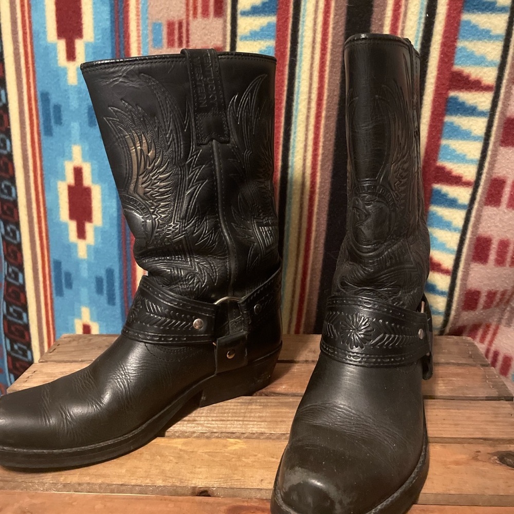 Black Kentucky Western Biker/Cowgirl Boots